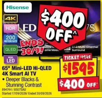 Hisense 65" Mini-LED Hi-QLED 4K Smart AI TV