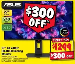 JB Hi-Fi ASUS 27" 4K 240Hz QD-OLED Gaming Monitor offer
