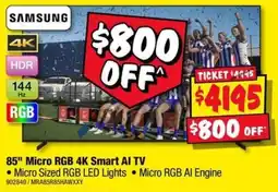 JB Hi-Fi Samsung 85" Micro RGB 4K Smart AI TV offer