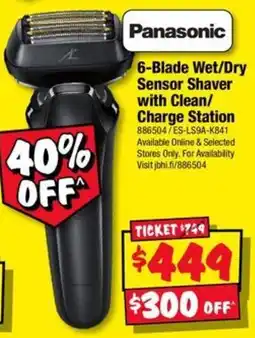 JB Hi-Fi Panasonic 6-Blade Wet/Dry Sensor Shaver with Clean/Charge Station offer