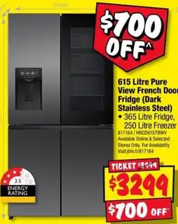 JB Hi-Fi 615 Litre Pure View French Door Fridge (Dark Stainless Steel) offer