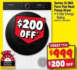 JB Hi-Fi HiseNSE Series 5i 9KG Pure Flat Heat Pump Dryer offer