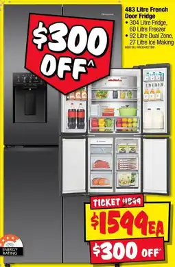 JB Hi-Fi Hisense 483 Litre French Door Fridge offer