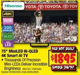 JB Hi-Fi Hisense 75" MiniLED Hi-QLED 4K Smart AI TV offer