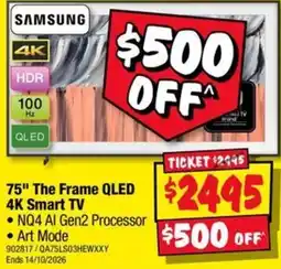 JB Hi-Fi Samsung 75" The Frame QLED 4K Smart TV offer