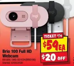 JB Hi-Fi Logi Brio 100 Full HD Webcam offer