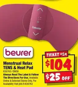 JB Hi-Fi beurer Menstrual Relax TENS & Heat Pad offer