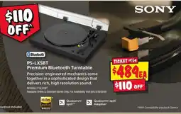 JB Hi-Fi Sony PS-LX5BT Premium Bluetooth Turntable offer
