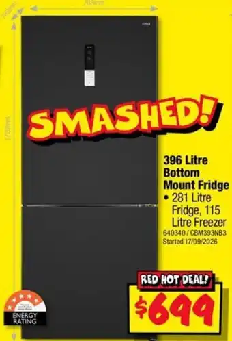 JB Hi-Fi 396 Litre Bottom Mount Fridge offer