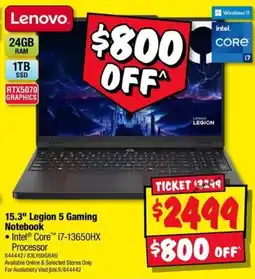 JB Hi-Fi Lenovo 15.3" Legion 5 Gaming Notebook offer