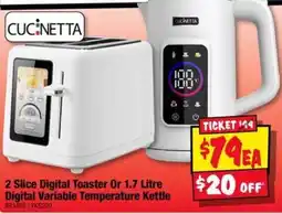 JB Hi-Fi Cucinetta 2 Slice Digital Toaster Or 1.7 Litre Digital Variable Temperature Kettle offer