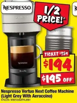 JB Hi-Fi Nespresso Vertuo Next Coffee Machine (Light Grey With Aeroccino) offer