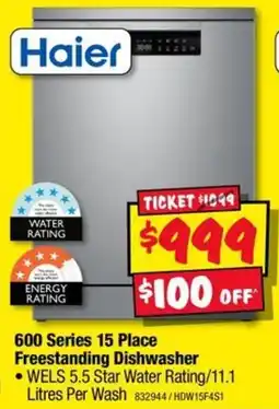JB Hi-Fi Haier 600 Series 15 Place Freestanding Dishwasher offer