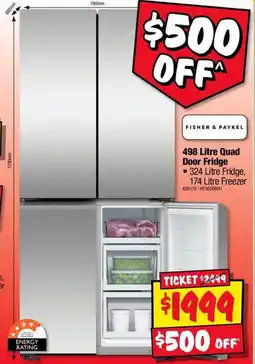 JB Hi-Fi Fisher & Paykel 498 Litre Quad Door Fridge offer