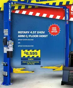 Burson Auto Parts Rotary 4.5t 240v arm c/floor hoist offer