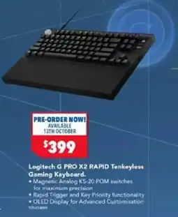 Harvey Norman Logitech G PRO X2 RAPID Tenkeyless Gaming Keyboard offer