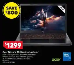Harvey Norman Acer Nitro V 15 Gaming Laptop offer