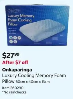 Costco Onkaparinga Luxury Cooling Memory Foam Pillow offer