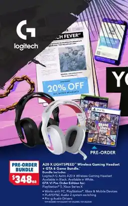 Harvey Norman Logitech A20 X LIGHTSPEED Wireless Gaming Headset offer