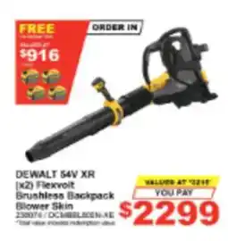 Total Tools DeWalt 54V XR (x2) Flexvolt Brushless Backpack Blower Skin offer