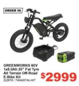 Total Tools Greenworks 60V 1x8.0Ah 20" Fat Tyre All Terrain Off-Road E-Bike Kit offer