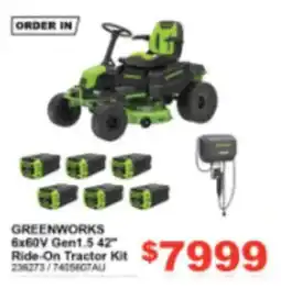 Total Tools Greenworks 6x60V Gen1.5 42" Ride-On Tractor Kit offer