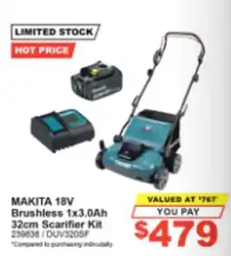 Total Tools Makita 18V Brushless 1x3.0Ah 32cm Scarifier Kit offer