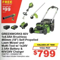 Total Tools Greenworks 60V Lawn Mower and Multi-Tool offer