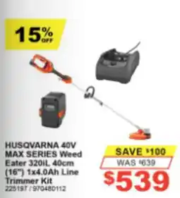 Total Tools Husqvarna 40V Max Series Weed Eater 320iL 40cm (16") 1x4.0Ah Line Trimmer Kit offer