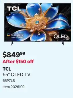 Costco TCL 65" QLED TV offer