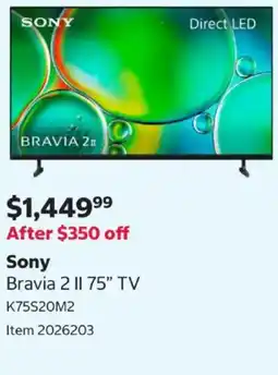Costco Sony Bravia 2 II 75" TV offer
