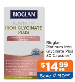Good Price Pharmacy Bioglan Platinum Iron Glycinate Plus offer
