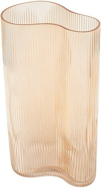 Tall Amber Ribbed Vase