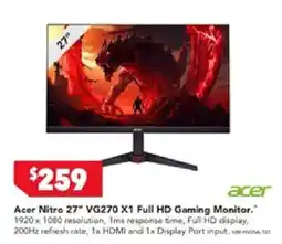 Harvey Norman Acer Nitro 27" VG270 X1 Full HD Gaming Monitor offer