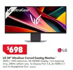 Harvey Norman LG 34" UltraGear Curved Gaming Monitor offer