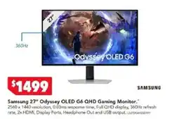 Harvey Norman Samsung 27" Odyssey OLED G6 QHD Gaming Monitor offer