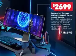 Harvey Norman Samsung 49" Odyssey OLED G95SD QHD Curved Gaming Monitor offer