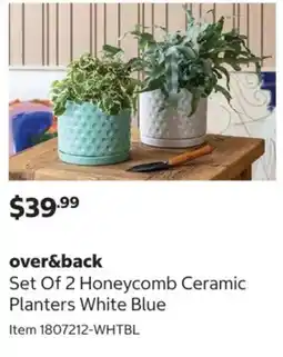 Costco over&back Set Of 2 Honeycomb Ceramic Planters White Blue offer