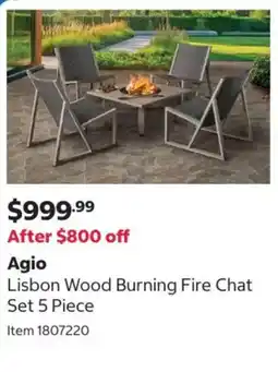 Costco Agio Lisbon Wood Burning Fire Chat Set 5 Piece offer