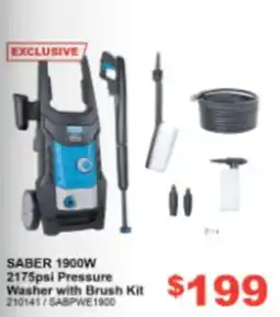 Total Tools Saber 1900W 2175psi Pressure Washer with Brush Kit offer