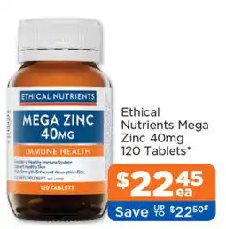 Good Price Pharmacy Ethical Nutrients Mega Zinc 40mg offer