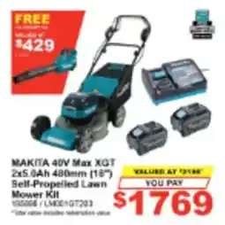 Total Tools Makita 40V Max XGT 2x5.0Ah 480mm (18") Self-Propelled Lawn Mower Kit offer