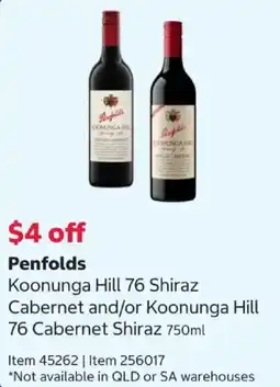 Costco Penfolds Koonunga Hill 76 Shiraz Cabernet offer