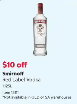 Costco Smirnoff Red Label Vodka offer