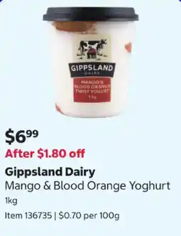 Costco Gippsland Dairy Mango & Blood Orange Yoghurt offer