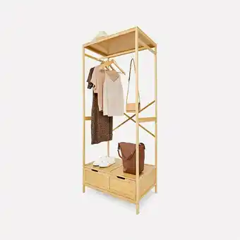 Bamboo Garment Rack with Drawers