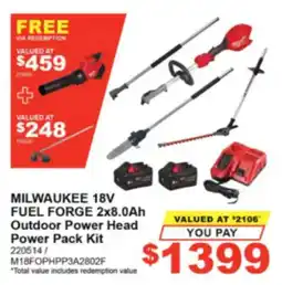 Total Tools Milwaukee 18V Fuel Forge 2x8.0Ah Outdoor Power Head Power Pack Kit offer