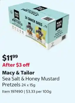 Costco Macy & Tailor Sea Salt & Honey Mustard Pretzels offer