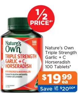 Good Price Pharmacy Nature's Own Triple Strength Garlic + C, Horseradish offer