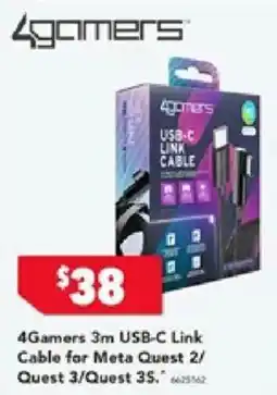 Harvey Norman 4Gamers 3m USB-C Link Cable for Meta Quest 2/Quest 3/Quest 3S offer